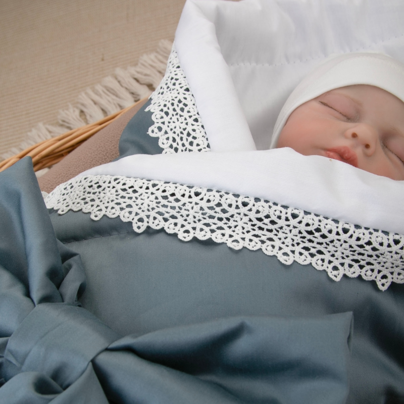 Комплект на выписку 4 предмета "Новый Сатин", деним, лето