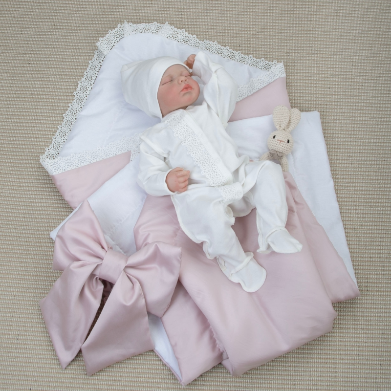 Комплект на выписку 4 предмета "Новый Сатин", розовая пудра, лето