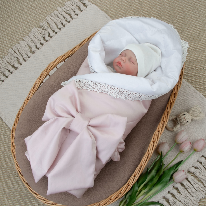 Комплект на выписку 4 предмета "Новый Сатин", розовая пудра, лето