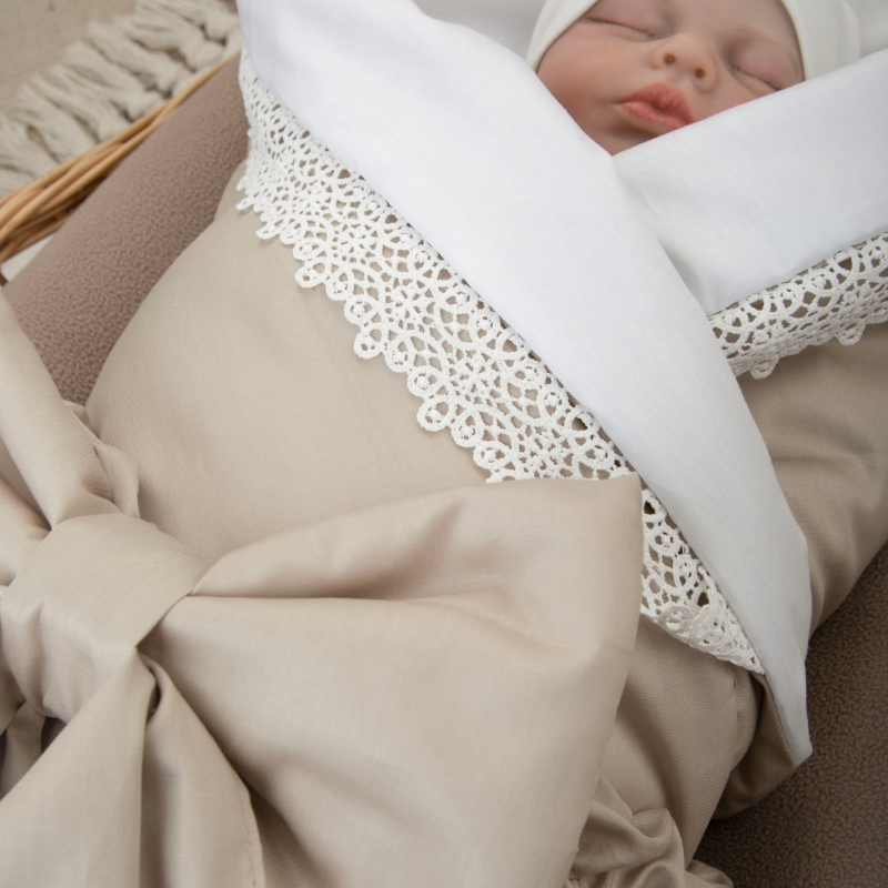 Комплект на выписку 4 предмета "Новый Сатин", серо-бежевый, лето