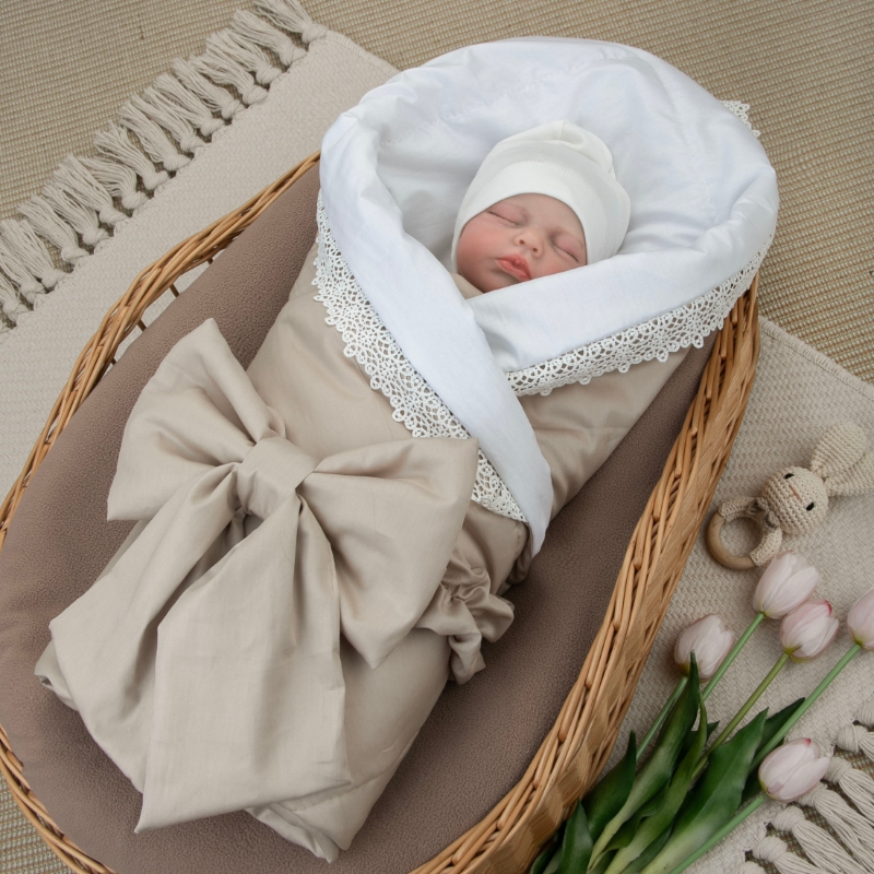 Комплект на выписку 4 предмета "Новый Сатин", серо-бежевый, лето