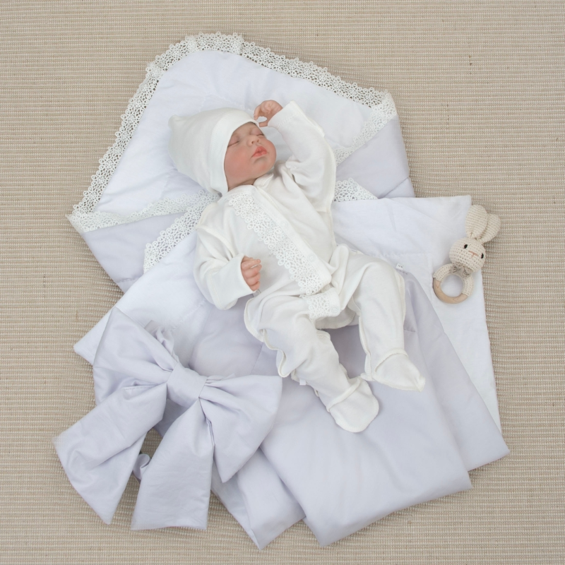 Комплект на выписку 4 предмета "Новый Сатин", серый жемчуг, лето