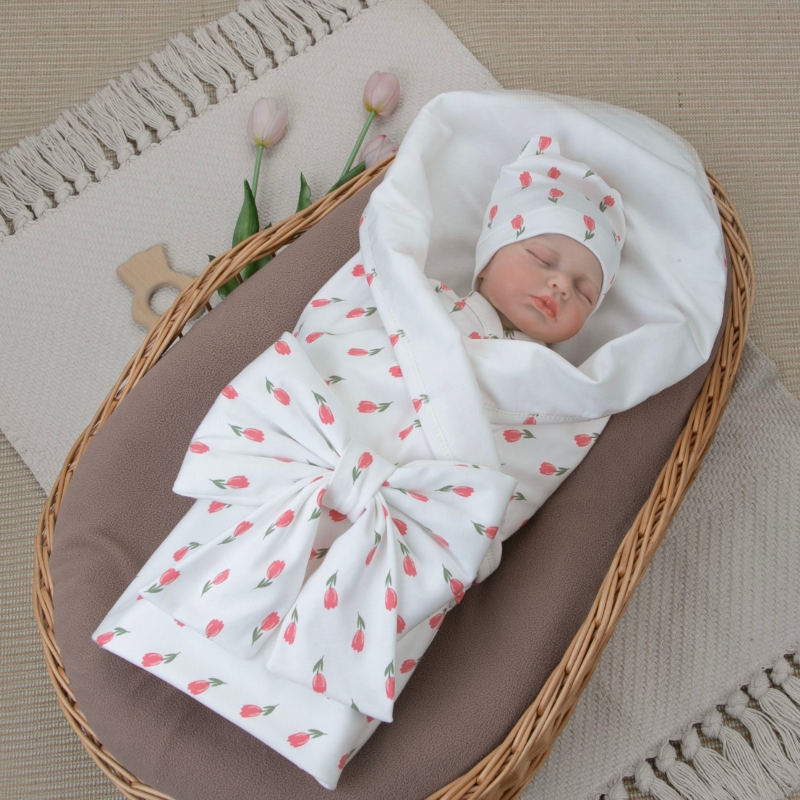 Комплект на выписку 4 предмета "Тюльпанчики.Плед" лето