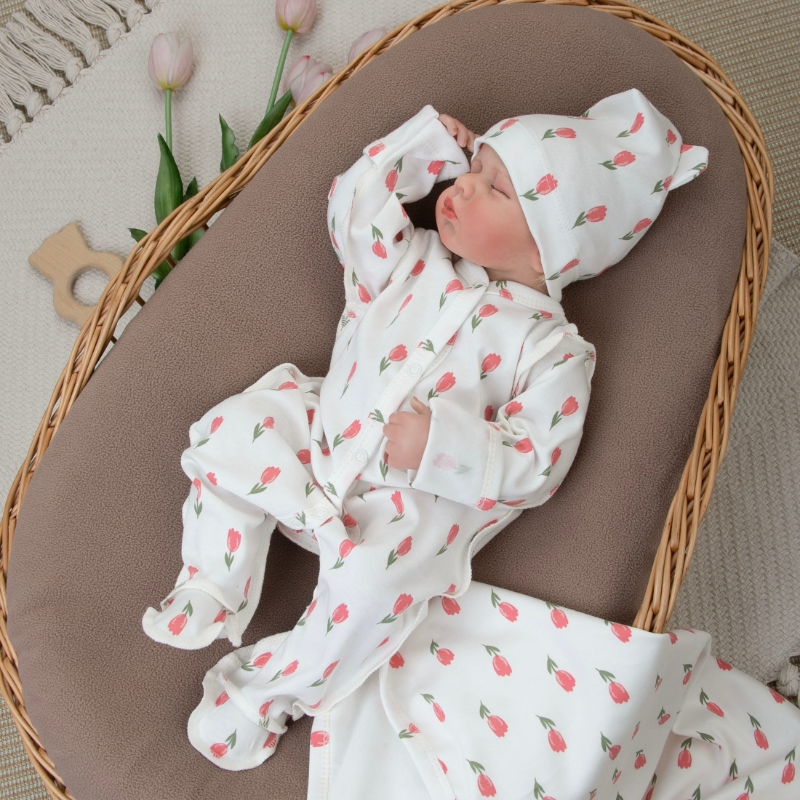 Комплект на выписку 4 предмета "Тюльпанчики.Плед" лето