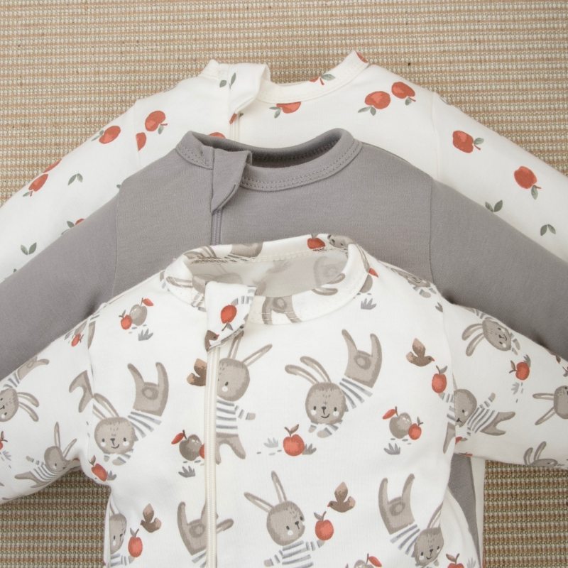 Комбинезон слип на молнии открытый "Яблочки", 3 шт/уп