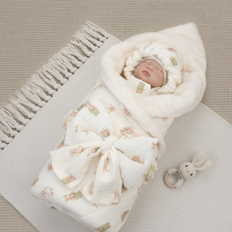 Комплект на выписку 5 предметов "Муслин", демисезонный, плюшевые друзья