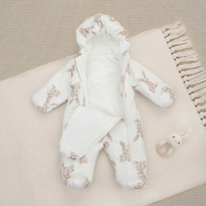 Комплект на выписку 5 предметов "Муслин", демисезонный, зайки